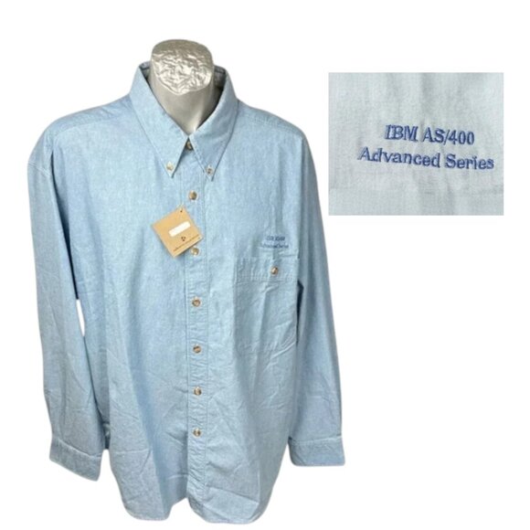 IBM ABS/400 Mens Shirt Size XL Blue LS Quick  Reflex Vintage 1988 Computers New - Picture 1 of 10